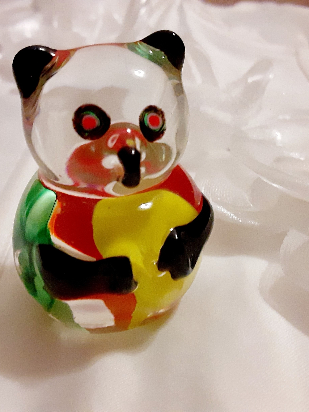 Vintage Glass Crystal Panda Figurine
